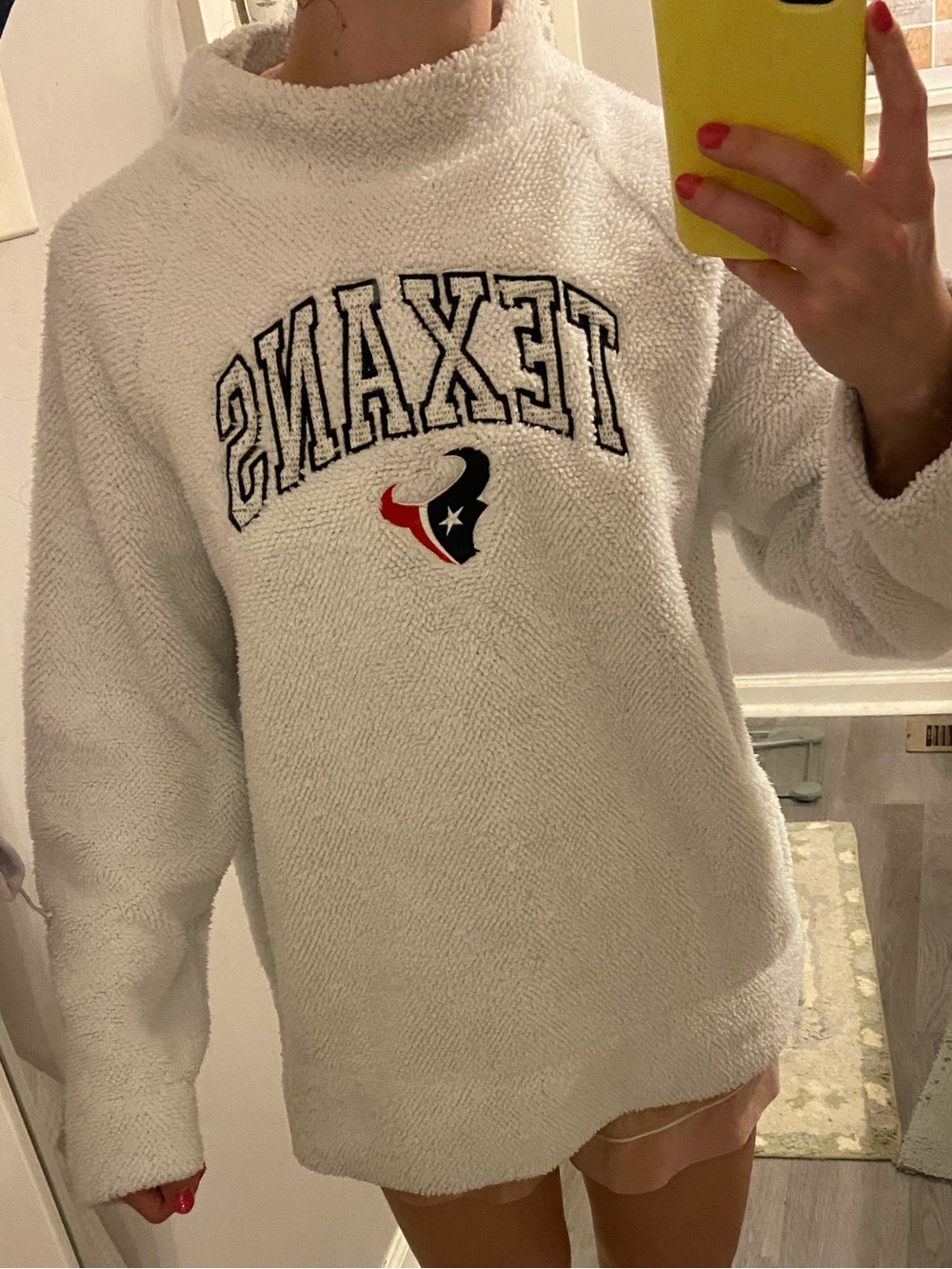Houston Texans White Sherpa Mockneck